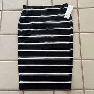 NWT! Black & White Stripe Below The Knee Skirt